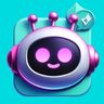 icono de robot simpático con burbuja de mensaje, representando atención al cliente automatizada