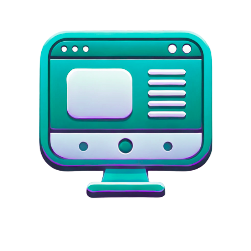 Icono 3D estilo Pixar de una pantalla fucsia con una maqueta de sitio web.