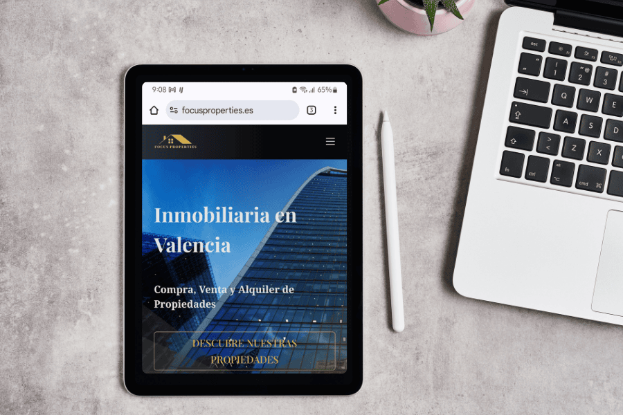 Diseño web profesional y SEO para inmobiliaria Focus Properties en formato tablet